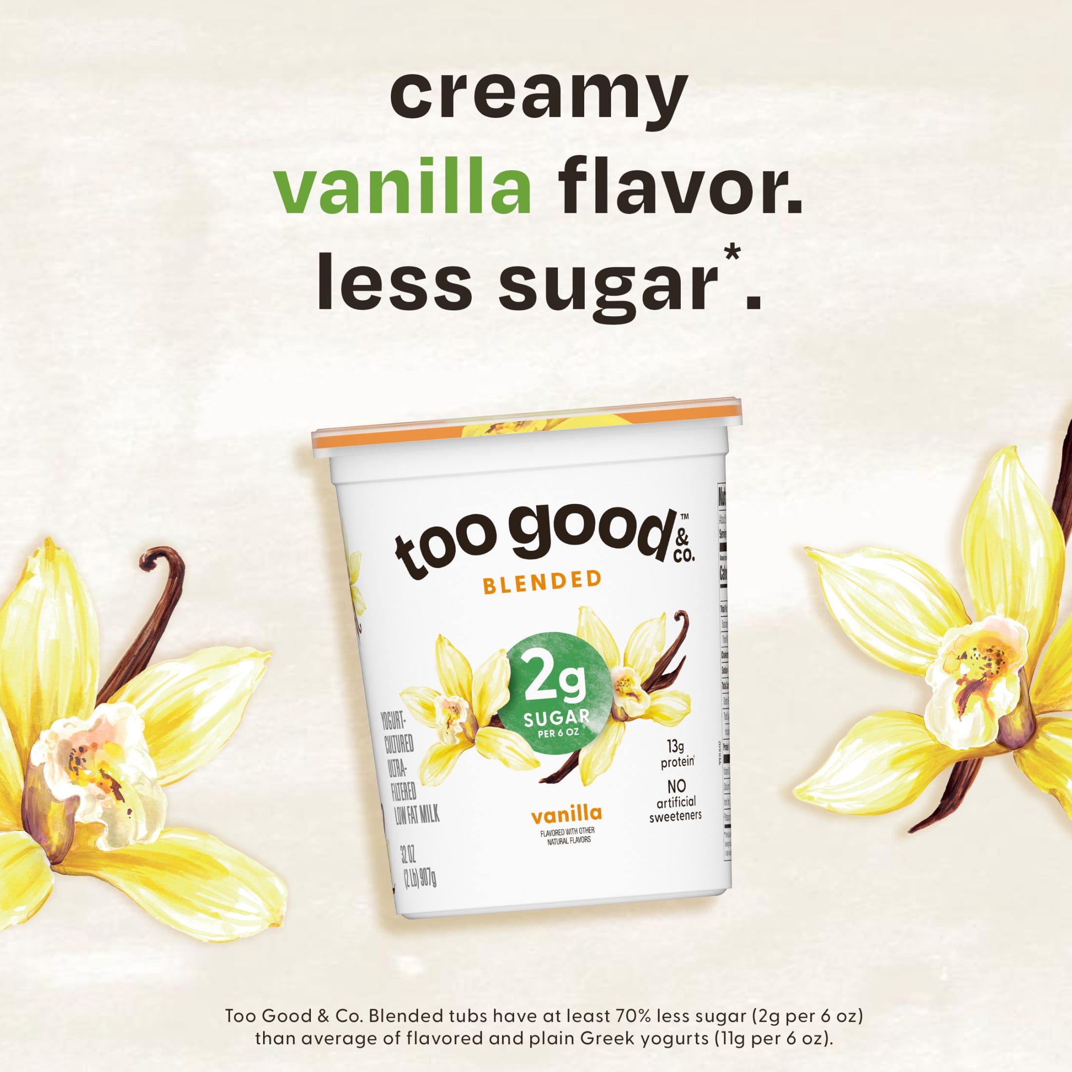 Too Good & Co. Blended Vanilla Yogurt-Cultured Ultra-Filtered Low Fat Milk Product Tub, 32 oz