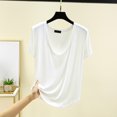 thumbnail image 2 of Endives Women's Short Sleeve T-shirt Summer Solid Color U Neck Plus Size Inner Layer Base Shirt Thin Style Outside Loose Fit Top, 2 of 6