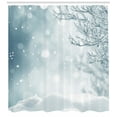 thumbnail image 3 of Ambesonne Winter Shower Curtain, Christmas Time Tree Snow, 69"Wx70"L, Slate Blue White, 3 of 3