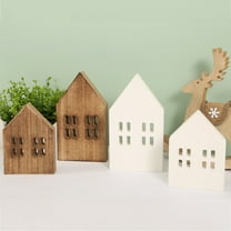 Taosunzt Wood Craft Eco-friendly Unique Design No Glitch Nordic Style Miniature Christmas Decor Good Texture Small House Wooden Craft Household Supply White Size S