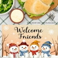 thumbnail image 3 of JOOCAR Welcome Friends Snowmen Christmas Table Mats Set of 4 for Home Kitchen Table Decor 12x18 inch, 3 of 5