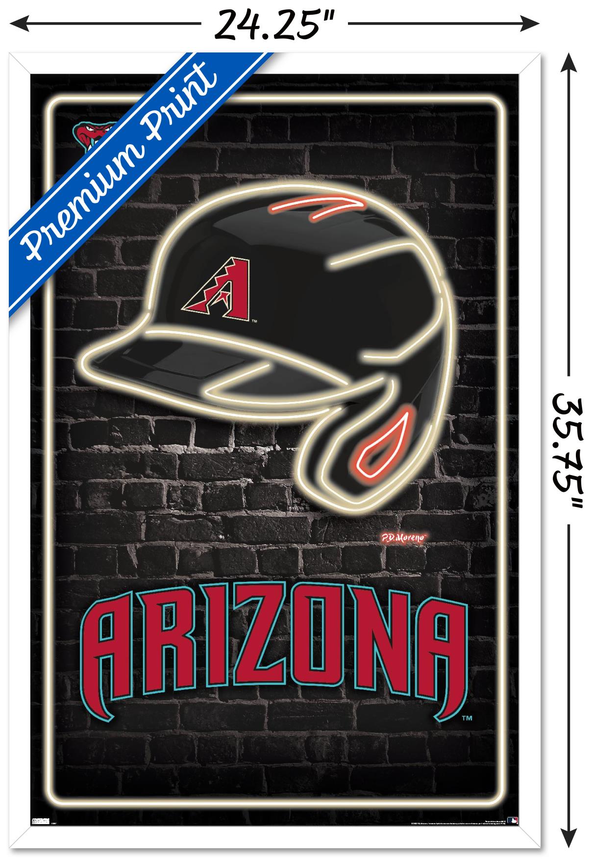 MLB Arizona Diamondbacks - Neon Helmet 23 Wall Poster, 22.375" x 34" Framed