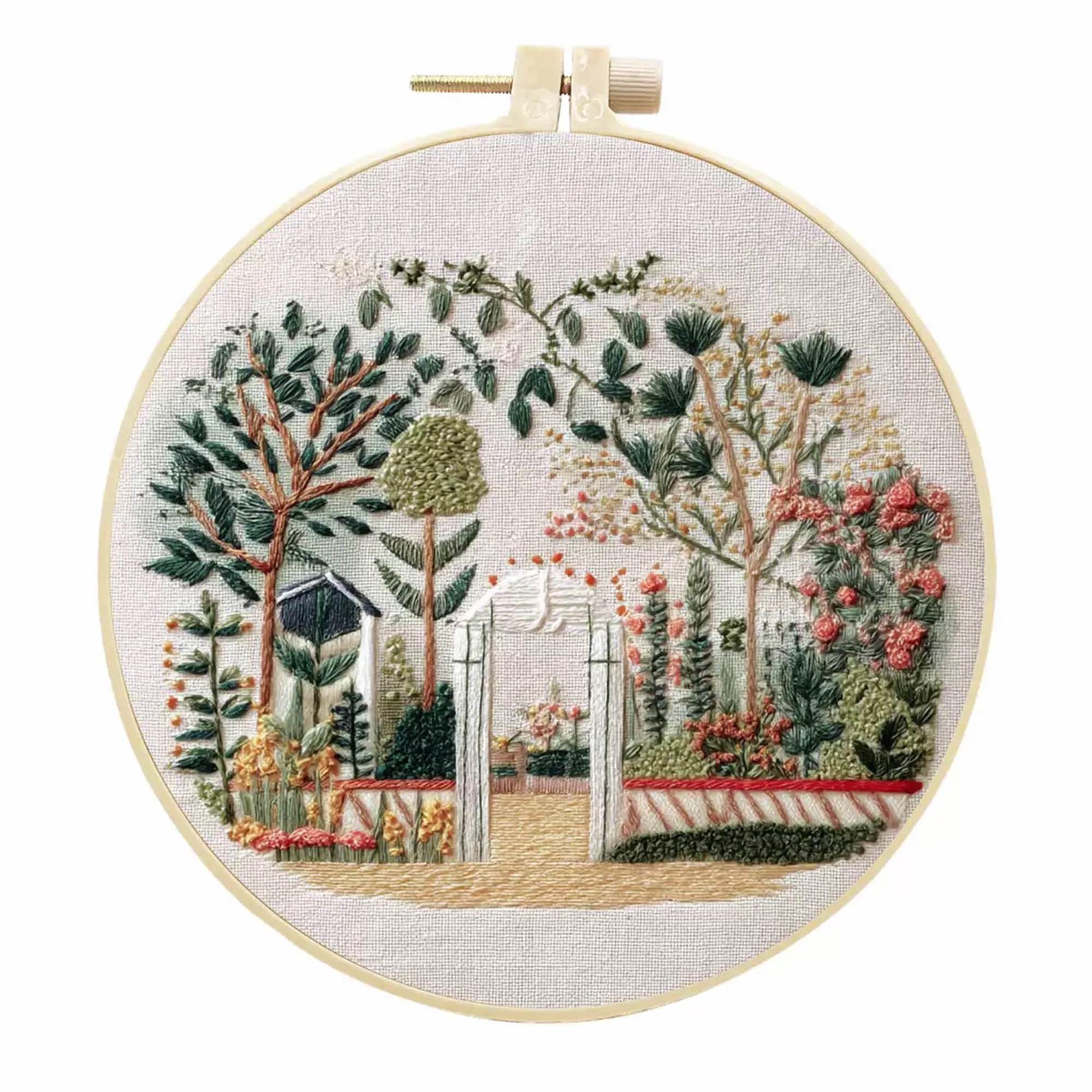 4 Pack Garden Embroidery Kits for Adults Beginners Cozy Cottage Floral Needlepoint DIY Hoop Art Craft Set