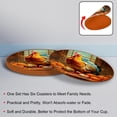 thumbnail image 4 of Thanksgiving Luxury Microfiber Leather Round Coasters Set of 6 - 11x11 cm Drink Coasters for Home and Office Use, 4 of 6