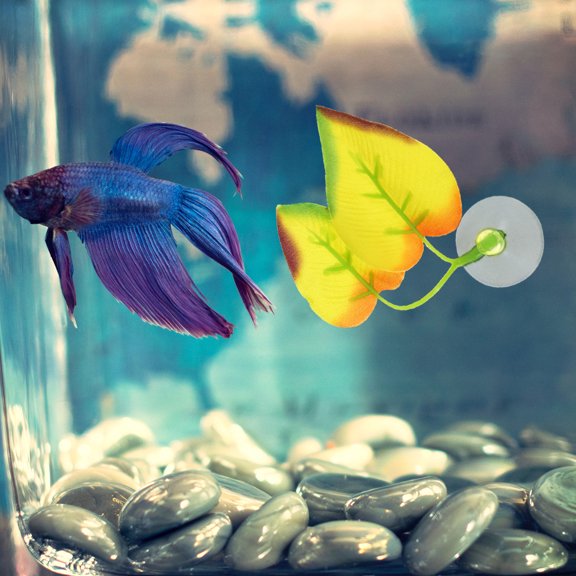 ETEREAUTY Yellow Betta Fish Leaf Pad Silicone Resting Hammock for Fish Decoration and Cozy Hideout