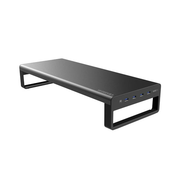 Vaydeer Vaydeer Aluminum Monitor Stand with 4 USB 3.0 Ports - Ergonomic Desktop Organizer for Enhanced Comfort and Storage, Black