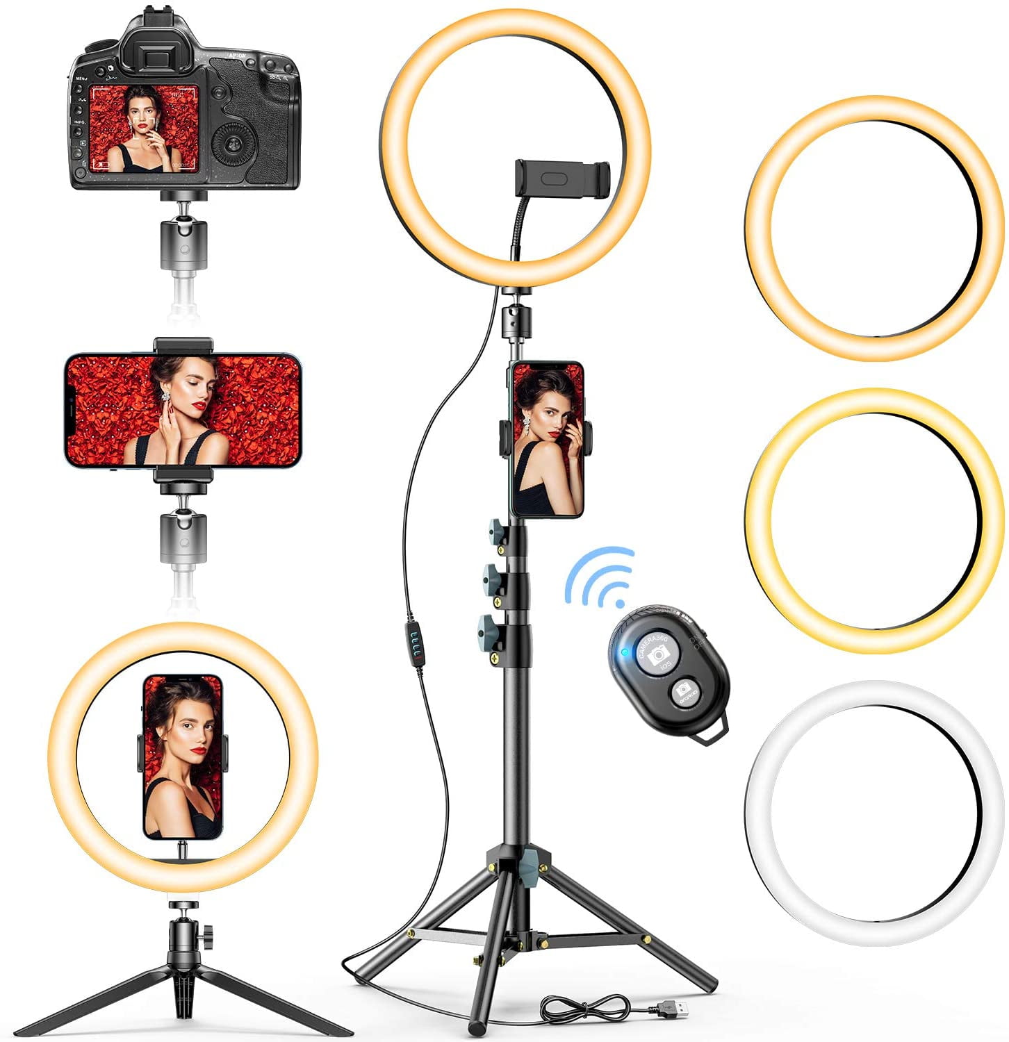 Dimmable LED Ring Light Kit Photography Selfie Light Photo Camera Youtube Live 