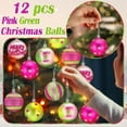 thumbnail image 5 of Cadancy 12 Pcs Christmas Ball Ornaments Decorations Glittering Balls Ornaments Pink Green Xmas Tree Hanging Decoration Plastic Shatterproof Holiday Party Home Decor, 5 of 5