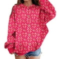 thumbnail image 2 of Goindgs Sweatshirts for Girls Tops Trendy Cute Bow Floral Printed Pullover School Drop Shoulder Loose Outdoor Soft with Pocket Hooded Sweatshirts Tween Tops Hot Pink-10-11 T, 2 of 4