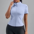 thumbnail image 4 of GUACER Short Sleeve Zip-Up Yoga Jacket for Women High Neck Athletic Top Slim Fit for Gym & Pilates, 4 of 5