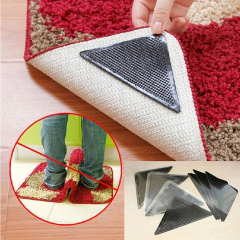 4PCS/Pack Anti-slip Rug Grippers Stopper Rubber Corner Mat Washable Carpets Pad 