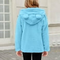 thumbnail image 4 of AHTJRT Girls Sherpa Lined Jackets Hooded Zip-Up Jacket with Cute Fuzzy Ears Hat Pockets Fall Winter Warm Fleece Outerwear Blue 10-11 Years, 4 of 8