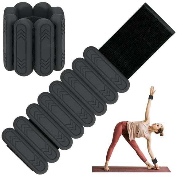 KOOOGEAR Pilates Wrist & Ankle Weights for Women 1 Pair 2LBS(1lb Each) Adjustable Wrist Weights Black