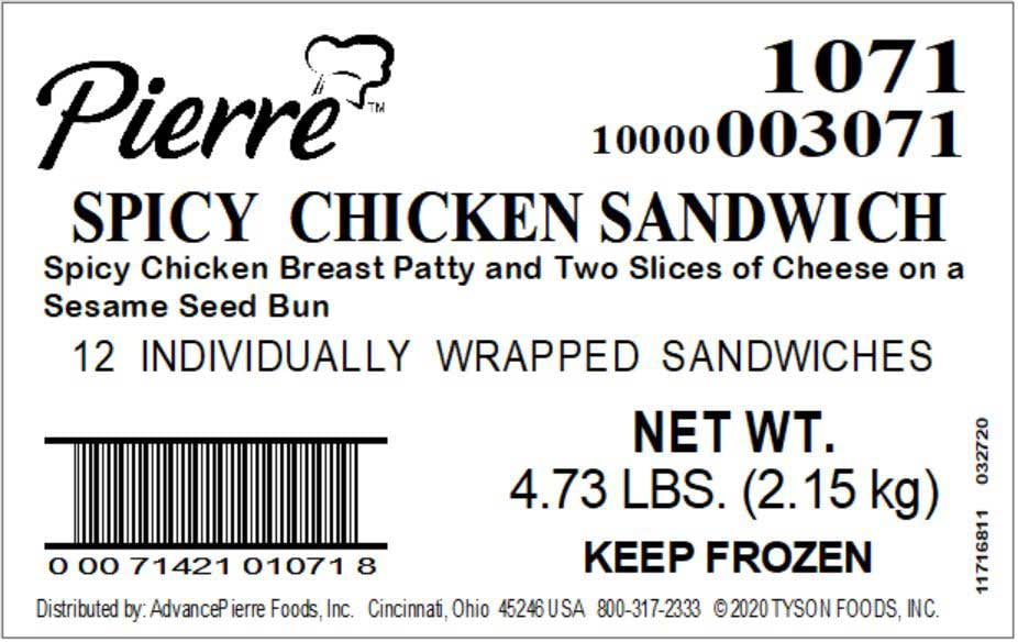 Advance Pierre Jumbo Spicy Chicken Sandwich, 6.3 Ounce -- 12 per Case