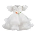 thumbnail image 2 of NAISIBABY Girls Flower Dress 7T, Mesh Tutu Lace Puff Sleeve Cute Embroidered Party Birthday Pageant Princess Dress White (1-9T), 2 of 5