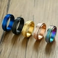 thumbnail image 4 of 5 Colors Matte Frosted Spinner Bands 6MM Stainless Steel Wedding Ring Size 7-12, 4 of 9