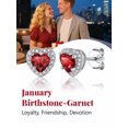 thumbnail image 6 of Silvora 925 Sterling Silver Heart Stud Earrings for Women January Birthstone Elegant Earring Birthday, Anniversary, Christmas Jewelry Gift, 6 of 7