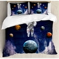 thumbnail image 3 of Outer Space Twin Size Duvet Cover Set, Astronaut in the Outer Space with the Planets Globe Satellite Energy Eternity Theme, Decorative 2 Piece Bedding Set with 1 Pillow Sham, Multi, by Ambesonne, 3 of 3