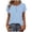 Light Blue, variant on Women's Cap Short Sleeve Henley T-Shirts Polka Dot Print Button Front Summer Tops 2026 Casual Stretch Jersey Knit Tee Blouse Regular Fit Rolled Cuff Everyday Shirt