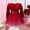 Red, variant on Girls Velvet and Tulle Dress, Long Sleeve Round Neck Princess Dress with Bow Waist, Kids Flower Girl Dress for Wedding, Birthday Party and Special Occasions Blue 120