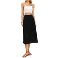 thumbnail image 2 of Summer Eyelet Skirt for Women High Waist A-Line Flowy Boho Beach Midi Skirt XS Black, 2 of 6