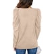 thumbnail image 4 of Top de corte informal para mujer, Top con cuello redondo y mangas abullonadas, Top transpirable de Color puro para ir de compras, 4 of 6