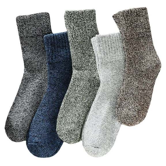 Huaq 5 Pairs Warm Socks Winter Socks High Ankle Socks Boot Socks Winter Warm Socks for Men