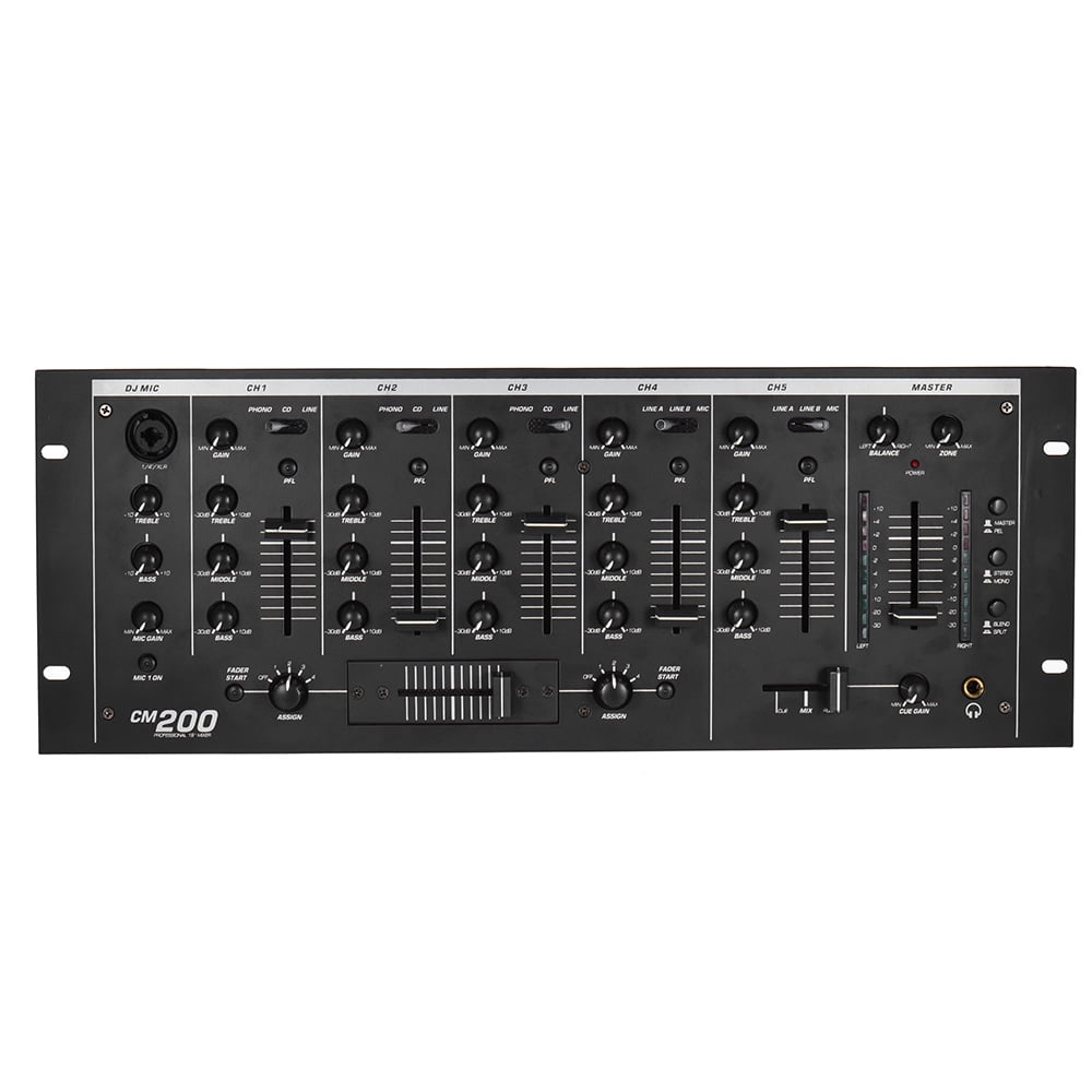 Professional 5-Channel DJ Rack Mount Stereo Mixer Mixing Console