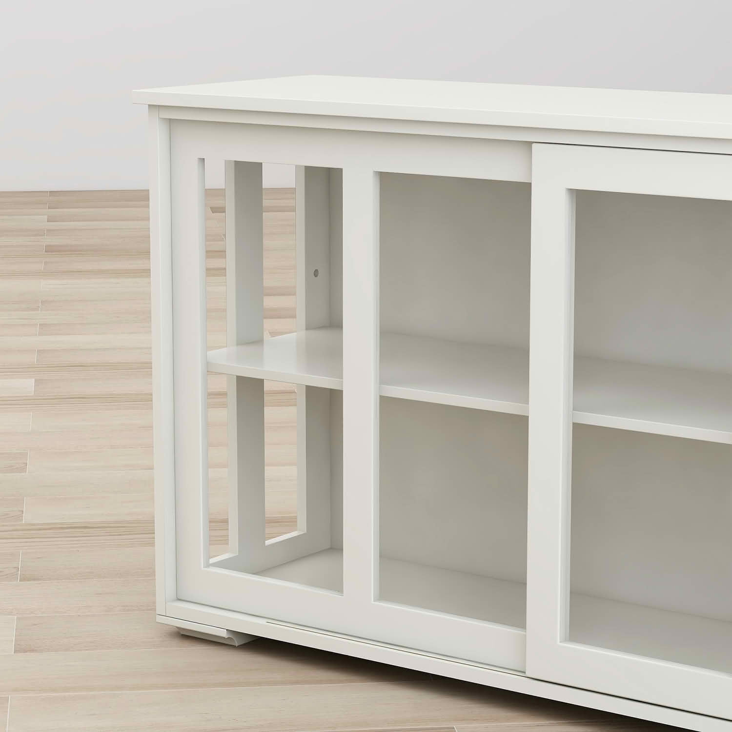 MAYEERTY Kitchen Storage Stand Cupboard with Glass Door White