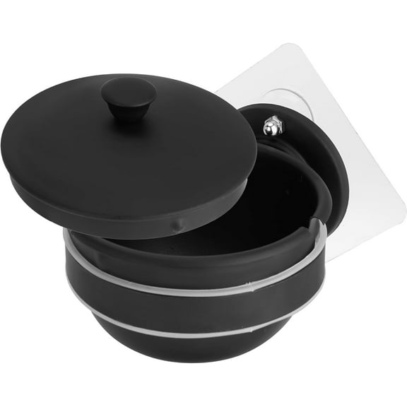 DODAMOUR Wall-Mounted Cigarette Ashtray with Lid, Stainless Steel Smoking Ashtray for Toilet Smokers, Indoor Windproof Ash Tray for Bathroom Living Room Hotel Compartment (Black)