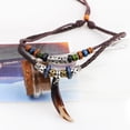 thumbnail image 3 of LANFENG Vintage Style Double Layers Braided Leather Tribal Necklace with Charm Cross and Teeth Pendant, 3 of 5