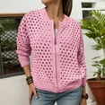 thumbnail image 2 of Veste Décontractée Grande Taille pour Femmes, Tricotée Ajourée avec Fermeture Éclair, Cardigan Ouvert à la Mode pour Automne Hiver, 2 of 5
