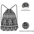 thumbnail image 4 of Mochila con cordón de elefante, diseño vintage de flores y animales, ideal para deportes, fitness y yoga, para hombre y mujer., 4 of 5