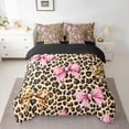 thumbnail image 2 of Castle Fairy Teens Kawaii Bow Bedding Comforter Set,Leopard Print Queen Bedding Sets, 2 of 8