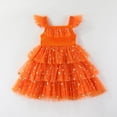 thumbnail image 5 of OOOUM Girls Tutu Dress Kids Strap Tiered Halloween Party Dress Toddler Pumpkin Decor Flutter Sleeve Outfits 12-18 Months, 5 of 9