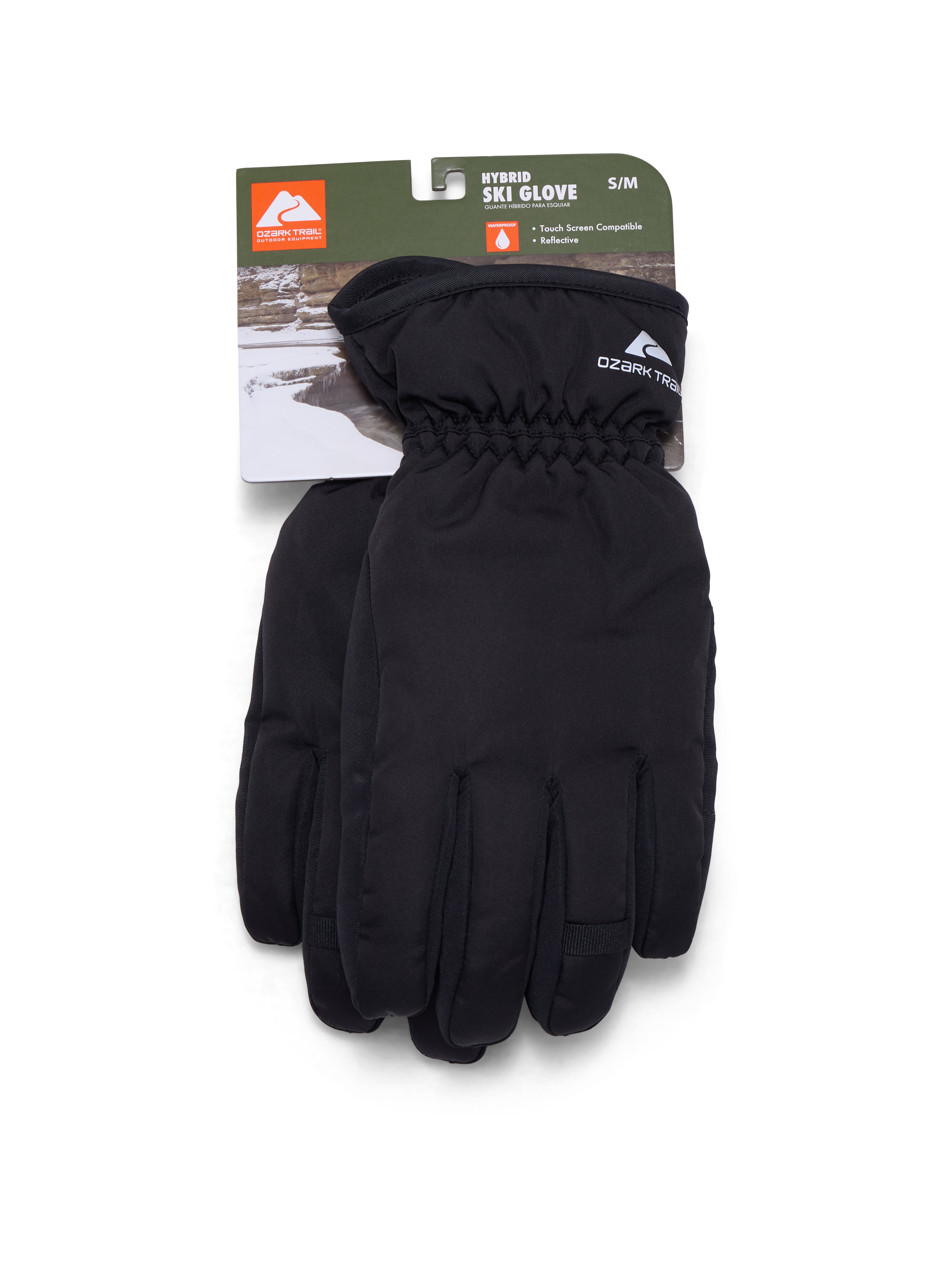 Ozark Trail Women's Hybrid Ski Gloves, Black Soot