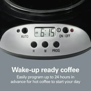 Hamilton Beach 12-Cup Programmable Drip Coffee Maker Machine with Glass Coffee Pot, Black