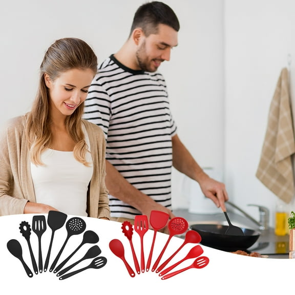LiUMX Nylon Kitchen Utensil Set | 8-Piece Non-Stick Cookware Spoons & Spatulas | Heat Resistant Tools for Cooking, Stirring & Serving | Includes Ladle, Turner & Slotted Spoon