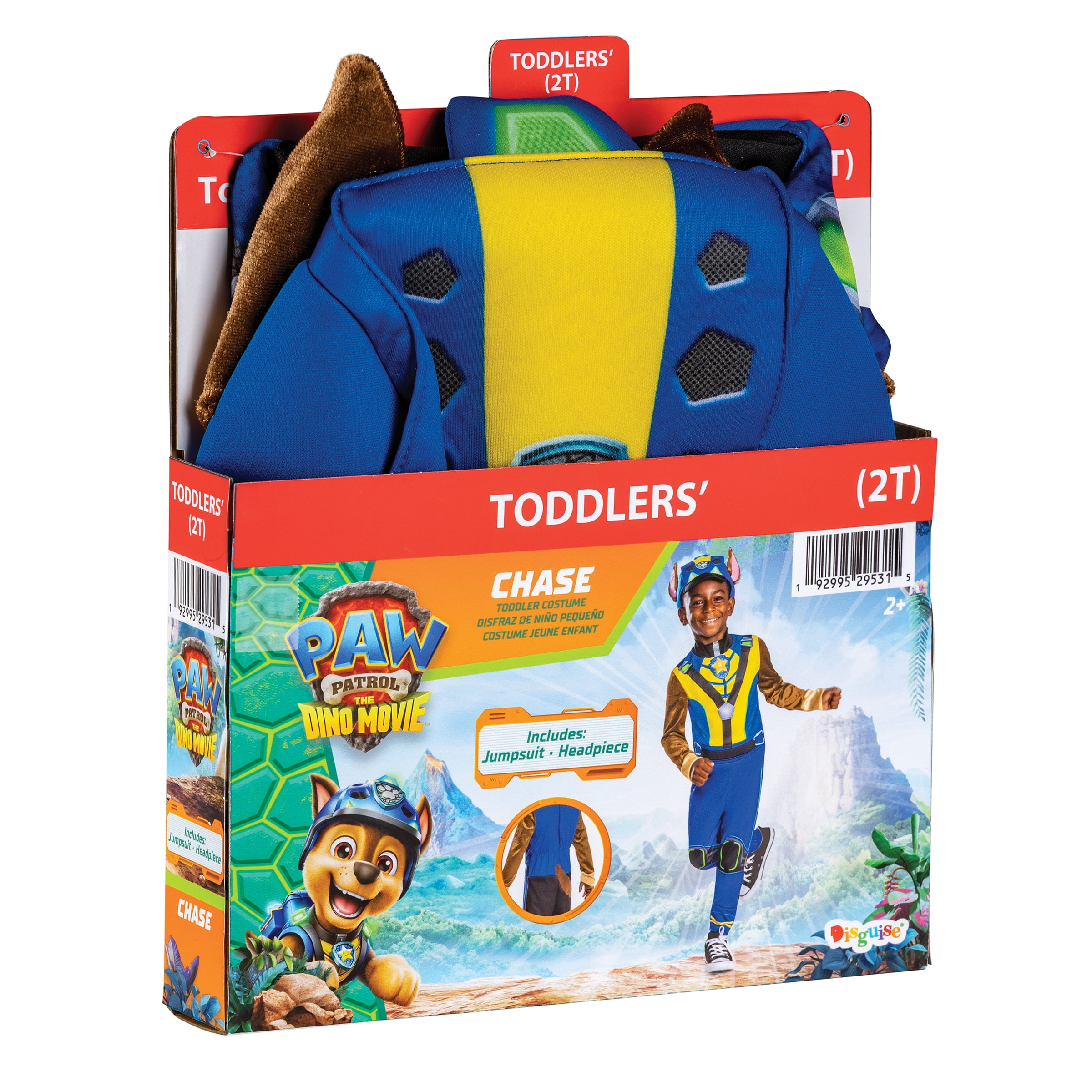 Paw Patrol Chase Dino Halloween Costume for Children, Toddlers Size 2T, by Disguise