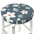 thumbnail image 3 of Balery Blue Flower Velvet Round Bar Chair Cushion Cover Adjustable, Protects From Scratches And Stains, Soft & Washable Ideal For Wooden And Metal Stools - 14 Inch, 3 of 7