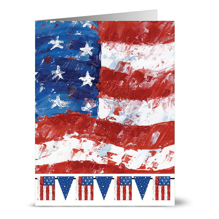 24 Note Cards - Flag and Pennants - Blank Cards - Red Envelopes