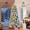 thumbnail image 3 of 8ft Slim Flocked Pre Lit Christmas Tree, Skinny Tree with950 PE/PVC Tips, Noble Artificial Christmas Tree with 350 Warm White LED Lights, Easy Assembly, for Office Home Decoration, Corner, White, 3 of 9