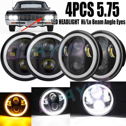 4pcs 5.75 5-3/4 Round LED Headlights Hi/Lo for Peterbilt 359 348 Chevrolet Buick