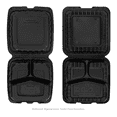 thumbnail image 3 of Karat Earth [120pcs - 9x9] 3-Compartment Mineral Filled PP Hinged Container - Black, 3 of 10