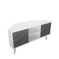 thumbnail image 6 of Lesson 47" Wide Corner TV Stand White & Black Marble Pattern, 6 of 7