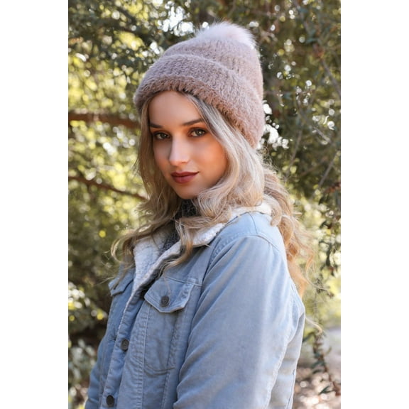 Soft Mohair Pom Beanie
