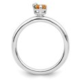 thumbnail image 5 of Auriga Fine Jewelry 925 Sterling Silver with 14K Rhodium-plated Polished Pear Citrine & White Topaz Ring Size 8 for Women, 5 of 6