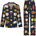 thumbnail image 4 of Top-kevin Women's Pajama Sets Flamingo Hearts Dots Pattern Long Sleeve Lounge Sets Pjs Sleepwear with Pockets, 4 of 12