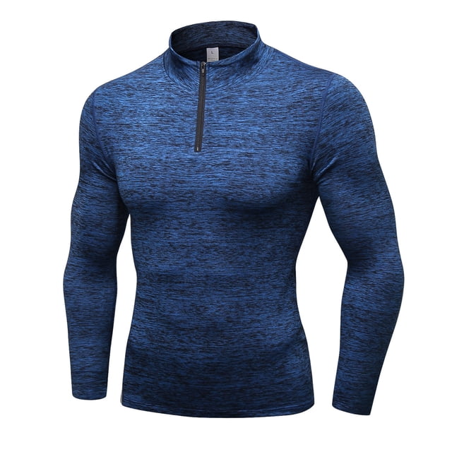 Yuyuzo Sweatshirts for Men 1/4 Zip Long Sleeve Slim Fitted Pullover Solid Color Quick Drying Winter Tops