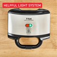 thumbnail image 3 of T-fal Sandwichera Ultra Compact para 2 sándwiches, andihaderente con asas de tacto frio y luz LED indicadora, de plástico y acero inoxidable, SM155283, 3 of 6